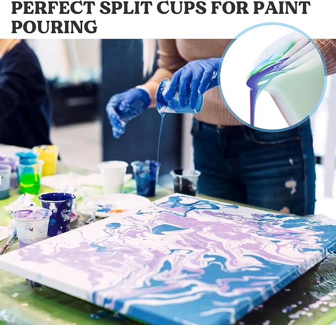 LET'S RESIN 17oz Silicone Split Cup with Handle, 5 Channels | Thick Reusable 500 ml Cup Has Five Channels and a Handle for Controlled Acrylic Paint Pouring and Resin Art