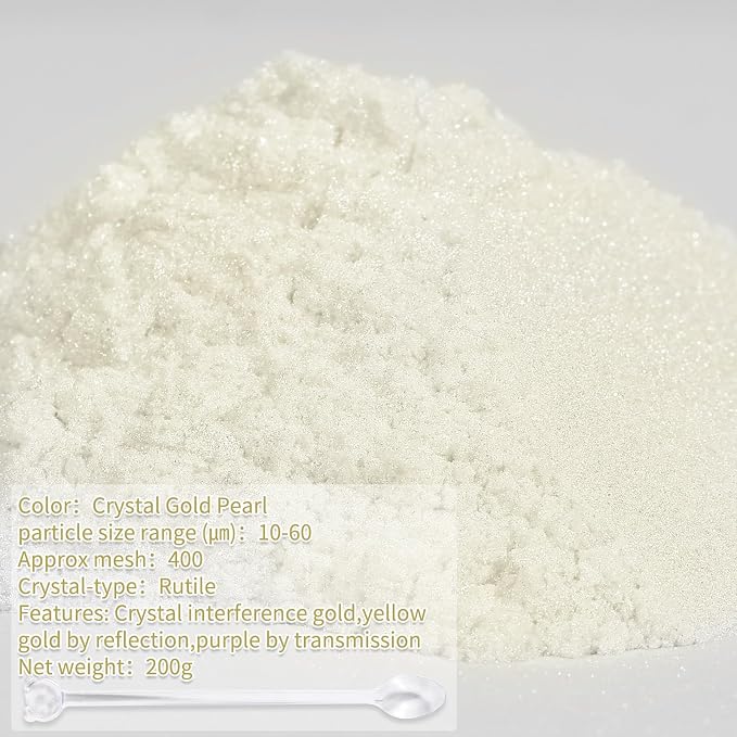Mica Powder,7.05OZ（200g）,Crystal Gold Pearl Mica Powder Pigment for Epoxy Resin，Lip Gloss，Car Paint，Dye，Soap Making，Nail Polish,Epoxy Resin,Candle Making,Bath Bombs