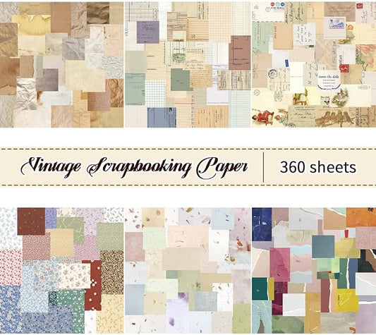 360Pcs Vintage Scrapbook Paper Kit, Collage Paper and Junk Journal Supplies