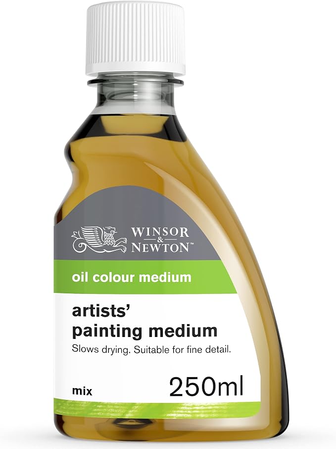 Winsor & Newton Painting Medium, 250ml (8.4-oz) Bottle | Compact oil painting medium designed to blend seamlessly, enhance gloss, and slow down drying for blending.