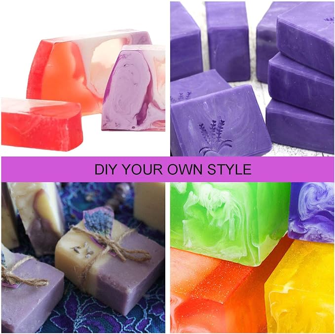 ZOENHOU 2 PCS 42oz Purple Soap Molds with 2 Lids, Flexible Rectangular Silicone Soap Making Molds Kit with Wood Box, DIY Tool Set for Soap Making Supplies…