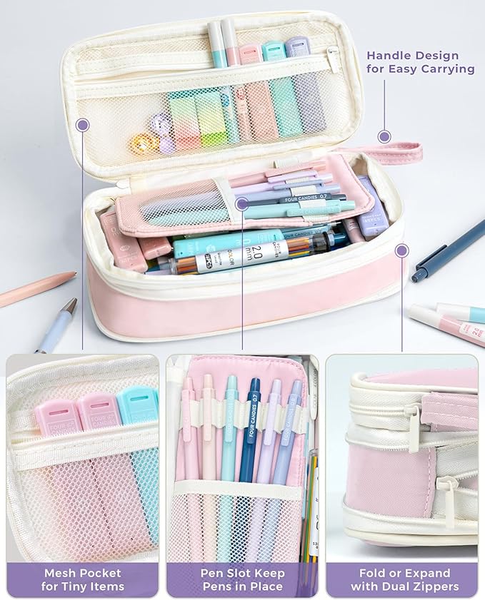 Four Candies 36PCS Mechanical Pencil Set with 624 Lead Refills (Pink)