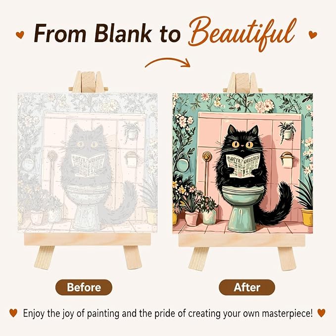BYGFHLYW Funny Black Cat Paint by Numbers Kit for Adults Beginners | Easy Adult Paint by Number Kits On Canvas, DIY Acrylic Oil Painting Kits for Home Wall Decor 16x16Inch