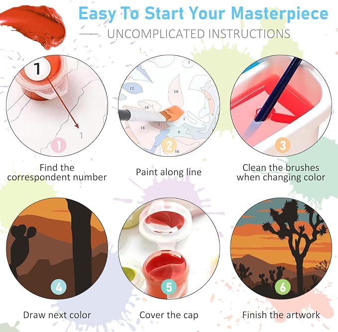 Offito 6 Pack Paint by Numbers Kit for Adults, National Park, 10x14 Inch | Acrylic Number Painting Set, DIY Canvas Art Craft Kit, Beginner Friendly, Home Wall Decor, Stress Relief Relaxing Hobby Gift