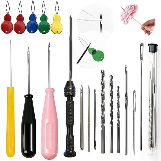 Nimozekd 19 PCS Candle Making Kit for Candle Drilling&Mold Punching Needle Punch Wicking Needle Tools Candlewick Inserting Tool Candle Mold Punch Set with Hook Eye for Inserting Mold Wicks