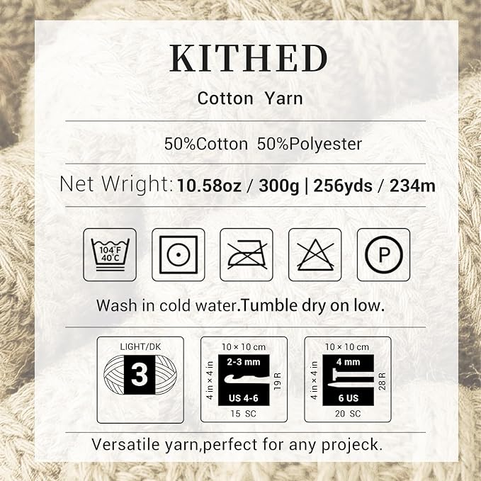 Cotton Yarn，50% Cotton 50% Polyester-10.5oz，526yard，3 Pack ，Soft Yarn for Crocheting and Knitting (05 Red)