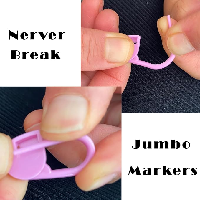 130Pcs Standard & Large Jumbo Locking Stitch Markers for Crocheting Knitting,Plastic Safety Pin Yarn Crochet Hooks Stitch Marker,Crochet Markers Clips Row Stitch Counter 2 Sizes (Assorted Color)
