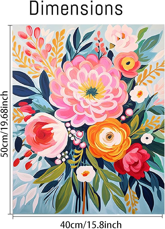 YarnMate Flowers Paint by Numbers Kit for Adults - Flowers in Vase Paint by Number on Canvas Without Frame, DIY Acrylic Painting for Gift Home Wall Decor (16x20 Inch)