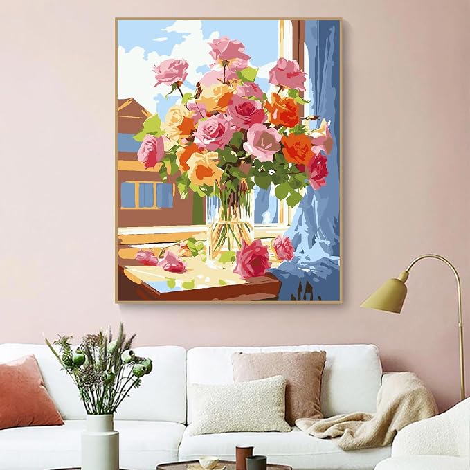 ZRIZQ Paint by Numbers Kit for Adults Beginner,Flowers 16x20