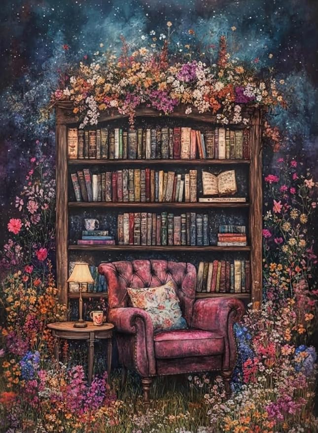 DAZZLEDOTS Diamond Art Kits for Adults Flowers Bookcase Diamond Painting