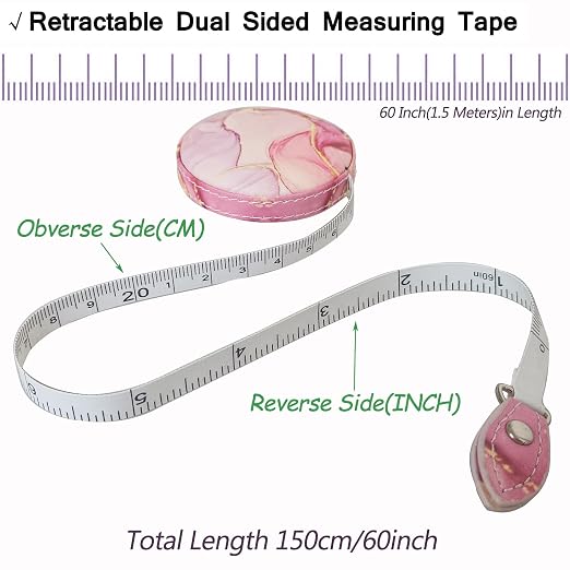 Tape Measure Body Measuring Tape，Medical Body Cloth Tailor Craft Dieting Measuring Tape, Dual Sided Retractable Ruler Colour Printed Soft Tape Measure Retractable