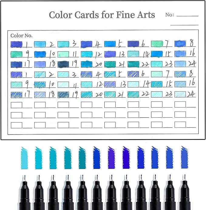 Blue Double Tip Brush Pens Art Markers,24 Colored Artist Fine Brush Pen Coloring Markers for Adult Drawing Art Craft Kit