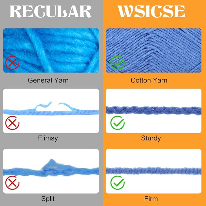 4 Pack Crochet Yarn, 560 Yard Soft Neon Yarn for Hand Knitting Decor Gifts | 60% Cotton, 40% Polyester, 4 x 50G Skeins, for Crochet and Knitting, Soft, Durable, for 3-4 mm Needles, 2-3 mm Crochet Hooks