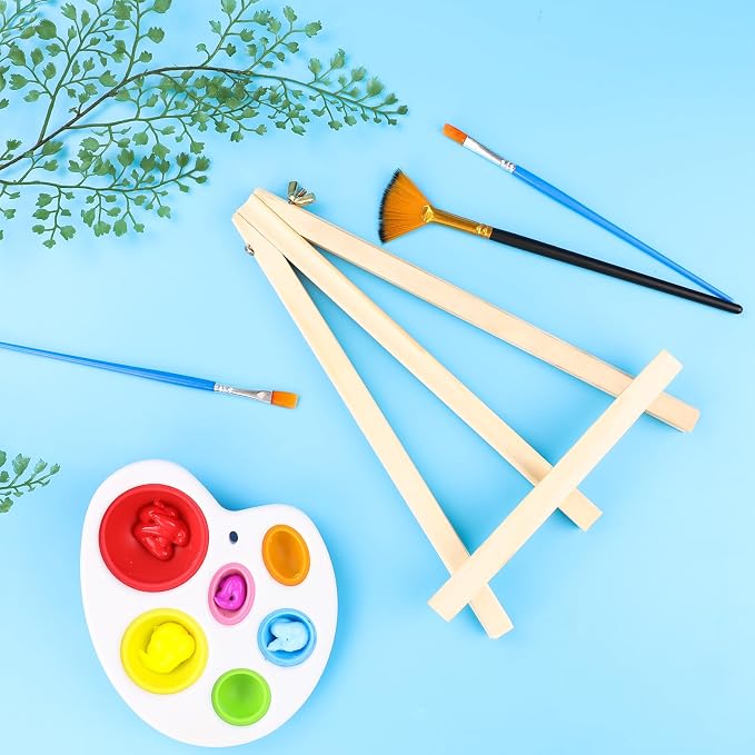 AROIC 9 inch Easel for Painting, 6 Pack Wooden Easel Stand for Sign | Tabletop Easels for Painting Canvases, Small Art Easel Canvas Stand Photo Display Tripod Holder for Kids Adults
