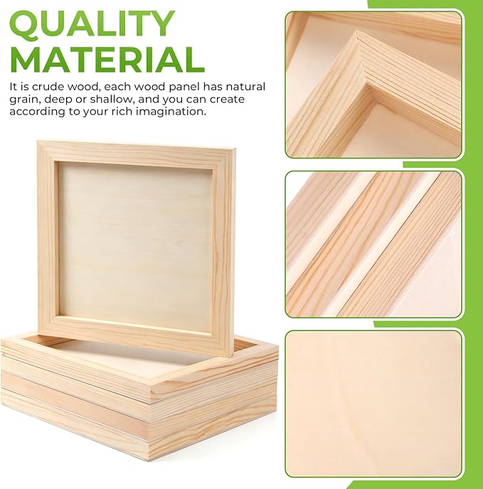FSWCCK 5 Pack 9 x 9 inch Wood Panel Boards, Unfinished Wood Canvas Panels for Crafts, Painting Canvas, DIY Art Projects, Pouring, Arts Use with Oils, Acrylics