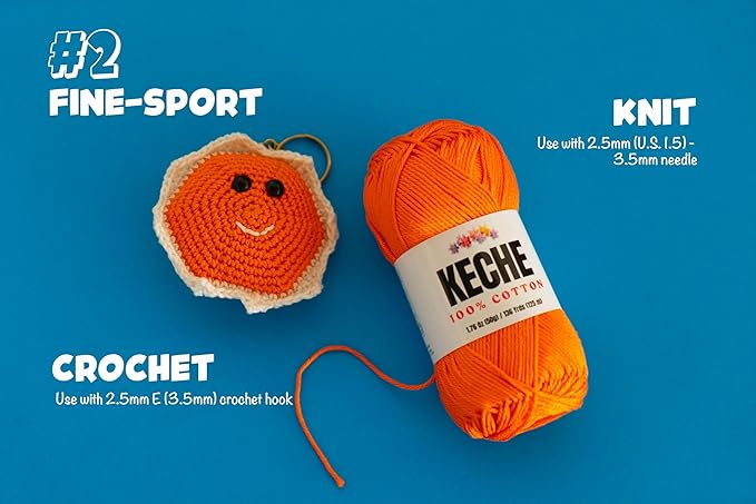 Cotton Yarn - 100% Cotton Yarn for Crocheting and Knitting, Mercerized Cotton Amigurumi Yarn Fine-Sport 2 1.76 oz (50g) / 136 Yrds (125 m) 3 Skeins- Skin Color