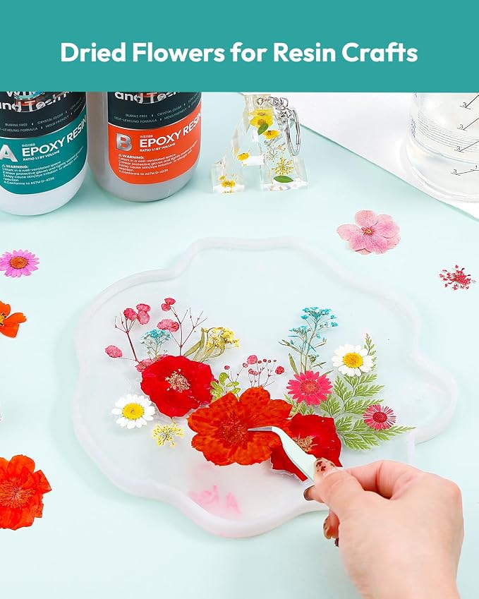 Dried Flowers, Resiners 174Pcs Pressed Flowers for Craft Red Real Natural Dried Flowers Dry Leaves Kit for DIY Making Crafts Resin Soap Candle Scrapbook Supplies Card Making Jewelry
