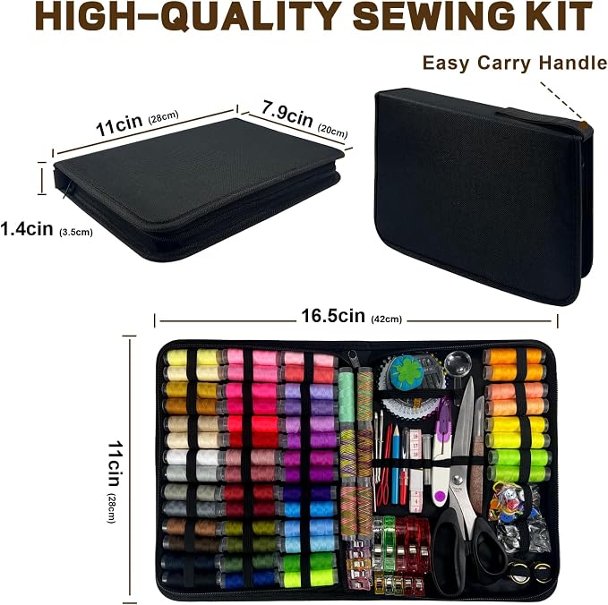305Pcs Sewing Kit for Adults, 56Color Thread Spools, Portable Needle and Thread Kit for Sewing, with Scissors and Accessories for Adults, Beginner, Home, Travel, Emergency Sewing Kits
