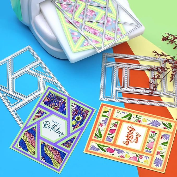 3 PCS Rectangular Die Cuts for Card Making, AFUNTA Frame Scrapbook Metal Cutting Dies Embossing Tools for Card Making Supplies, Paper Album Decor