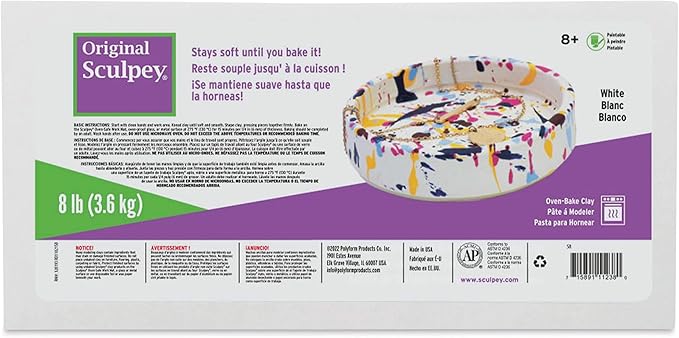 Sculpey Fun Express Original White, Non Toxic, Polymer Clay, Oven Bake Clay, 8 pounds Great for Modeling, Sculpting, Holiday, DIY and School Projects. Great for All Skill Levels. | Non-Toxic Sculpting Material for DIY Projects & School Crafts, Ceramic-...