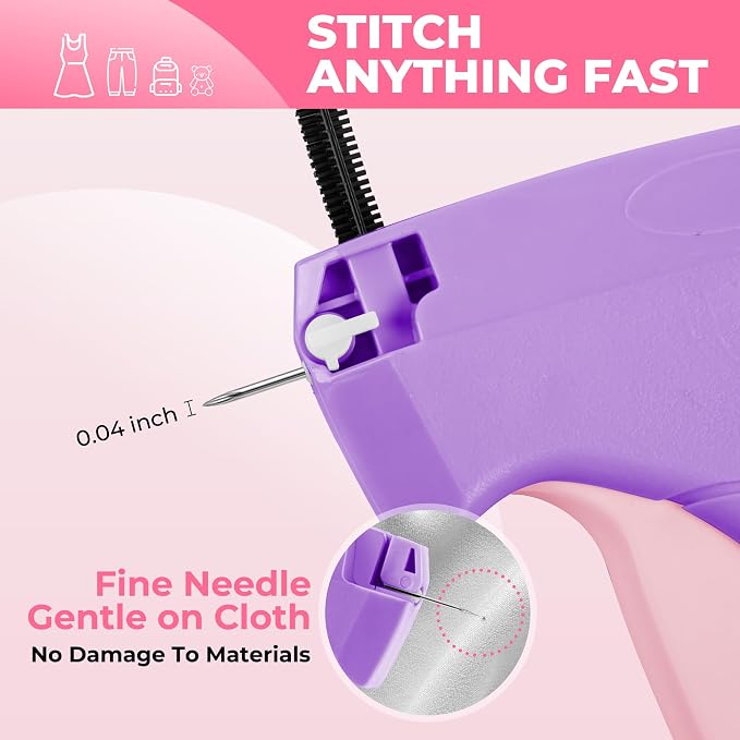 Stitch Gun for Clothes - Handheld Stitch Gun Quick Clothing Fixer - Tagging Gun - Includes 6 Needle, 1000 Black Fasteners & 1000 White Fasteners