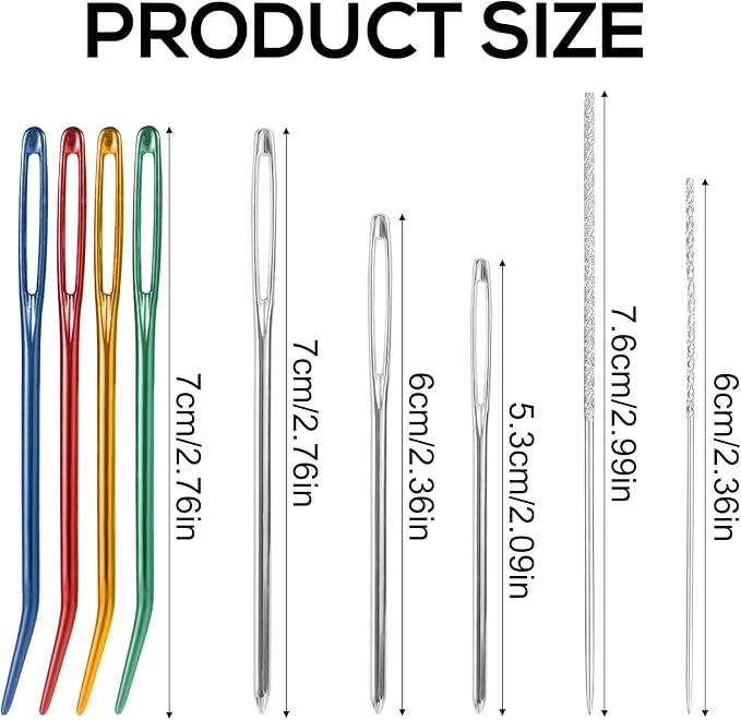 Goktvai 47pcs Knitting Tools Set, 30 Yarn Snag Repair Needles (15 Short +15 Long) 9 Large Eye & 8 Bent Tapestry Needles with Storage Box for Crochet Repair Sweater & Fabric Maintenance Accessories