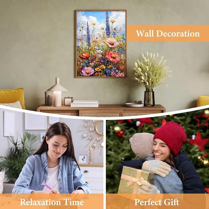 Amaieuin Flowers Diamond Painting for Adults,5D Diamond Art Kits for Adults Beginners,Full Drill Flower Gem Art for Adults Home Decor and Gifts 12x16in