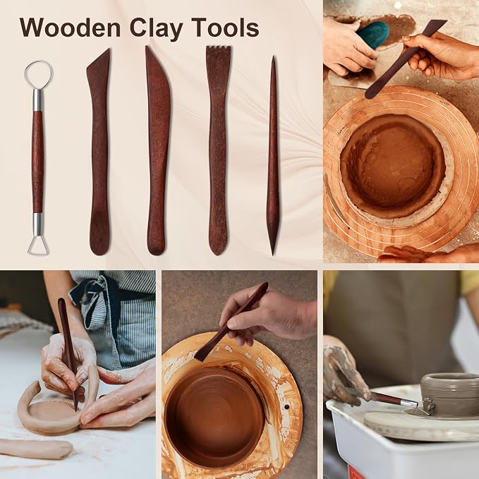 Amrules 31 Pcs Polymer Clay Sculpting Tools Kit for Adults, Red | Multi-Functional for Carving, Dotting & Molding, Ideal for Art Class & Pottery Studio, Comes with Zipper Storage Bag