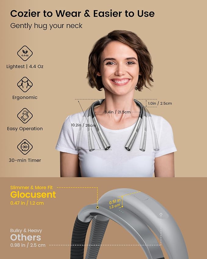 Glocusent Upgraded LED Neck Reading Light, Book Light for Reading in Bed | 30-min Timer, 3 Colors & 3 Brightness, Rechargeable, Eye-Caring Perfect for Women, Knitting,Crocheting, Repairing,Christmas