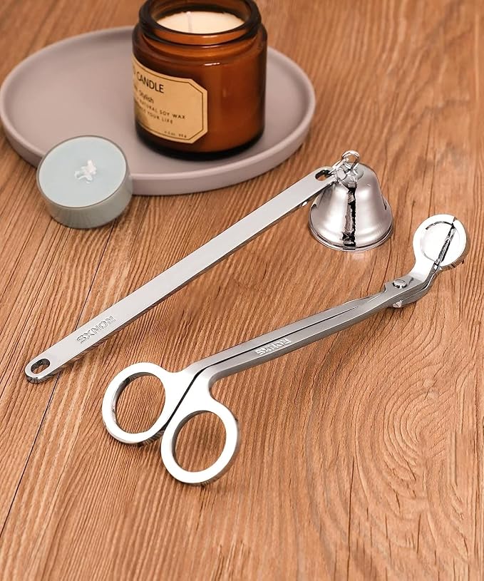 RONXS 3 in 1 Candle Wick Trimmer Set, Snuffer, Dipper, Cutter, Silver | Candle Care Accessory Kit, Stainless Steel, Trims Wick, Puts out Flame and Dips, Gift Box for Candle Lovers Home Decoration