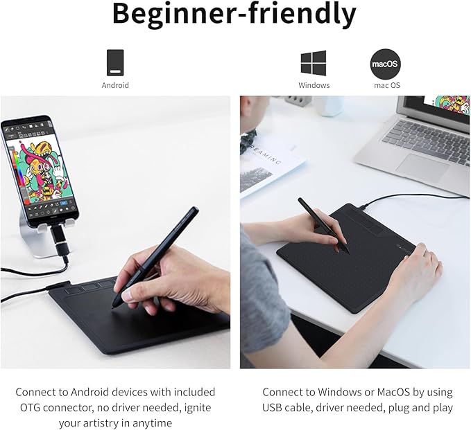 GAOMON S620 Graphics Drawing Tablet, 6.5x4, 8192 Pressure & 4 Hot Keys