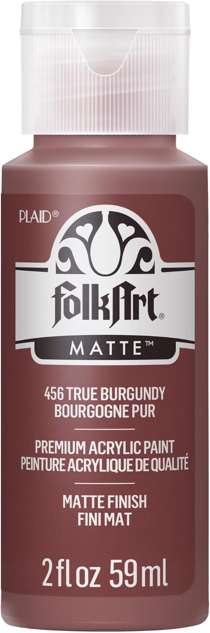 FolkArt Acrylic Paint in Assorted Colors (2 oz), 456, TRUE Burgundy