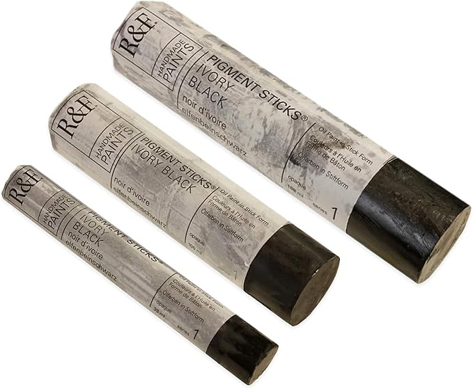 R&F Handmade Paints - Professional Oil Pigment Stick, Ivory Black, 38 ml