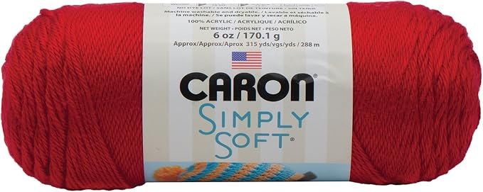 Caron Simply Soft Yarn for Crocheting & Knitting, Harvest Red, 3-Pack | #4 Worsted Medium, Soft 100% Acrylic Yarn for Crochet, Knitting, Blankets and Crafts, 315 Yards, 170.1g/6oz per skein