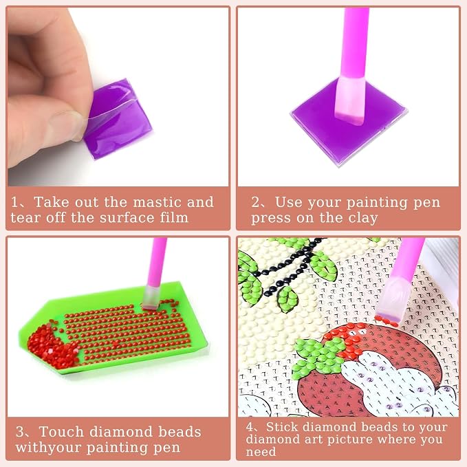 FEBSNOW 60Pcs Painting Glue Clay DIY Diamond Embroidery Wax Tool Set | Diamond Art Wax Pads, Mixed Color, Wax Refills for Crafters, Diamond Art Painting Accessories and Tools