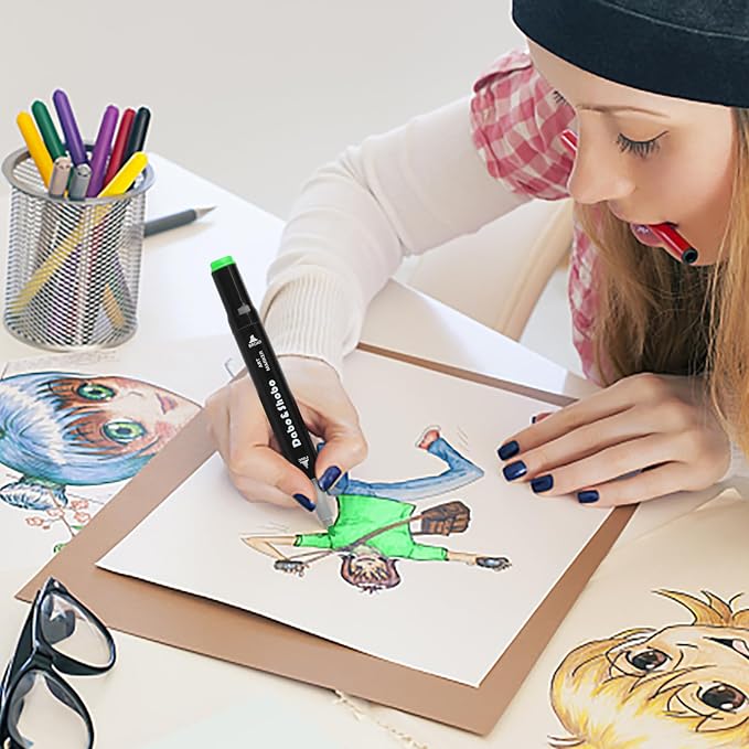 Dabo&Shobo 24 Colors Drawing Markers, Dual Tip Art Markers, Coloring Marker For Adult Sketching And Coloring (Pack of 3)