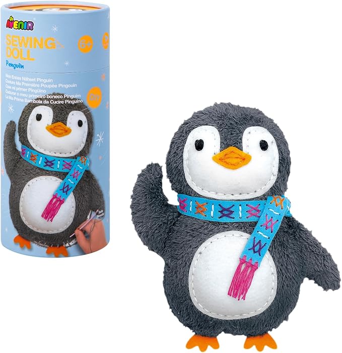 Avenir My First Sewing Kit for Kids 6-8, Penguin Stuffed Animal Craft Set