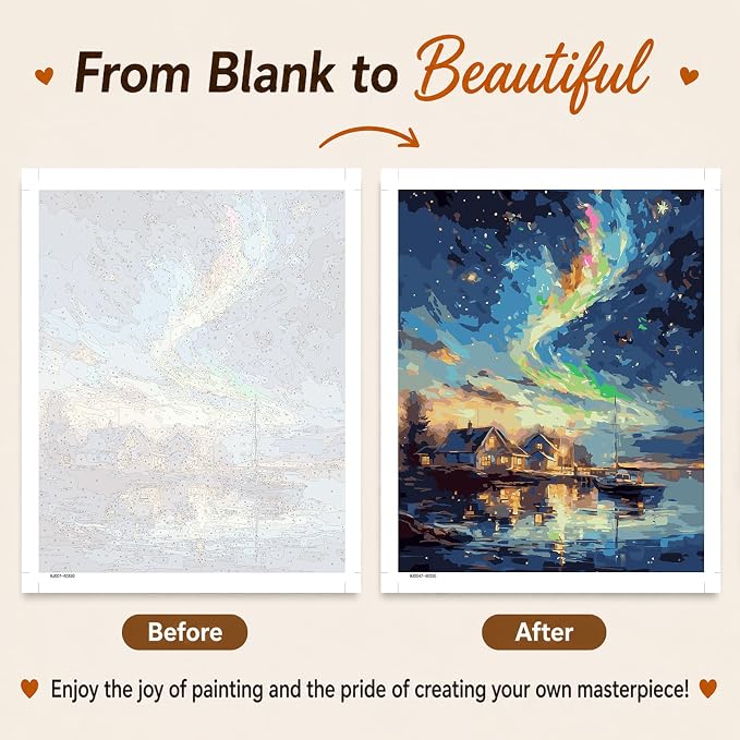 AUKELHJ Paint by Numbers Kit for Adults Beginner, Aurora, 16X20 Inch | Paint by Number for Adults, Beginner Friendly, High-Definition Color Canvas, Stress Relief, Home Decor, Gifts, Unframed