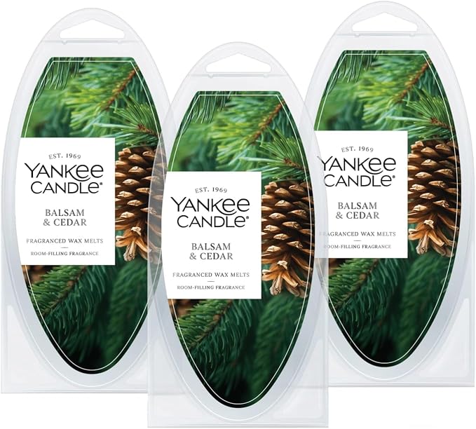 Yankee Candle Scented Wax Melts for Wax Warmers, Long Lasting Home Fragrance, Odor Eliminating_Wax Cubes, Balsam & Cedar, 6 Count (Pack of 36)