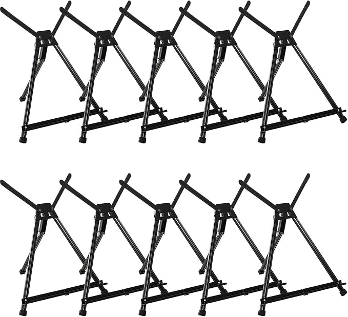 MEEDEN 10 Pcs Tabletop Easel: Aluminum Tripod Easel for Painting Display | Portable Lightweight Table Top Easel Stand - Collapsible Folding Frame Art Easel - Hold Canvas Up to 24" x 30"