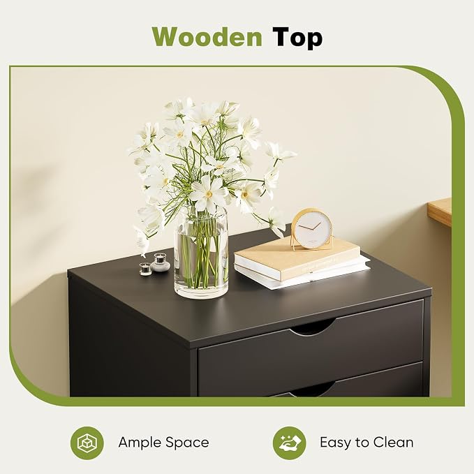 Sweetcrispy 5 Drawer Wooden Dresser, Storage Cabinets, Room Organization