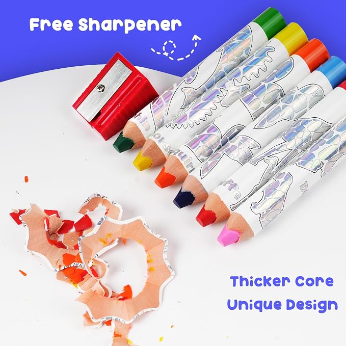 ThEast Jumbo Toddlers Colored Pencils, Thick Chunky Crayons for Children