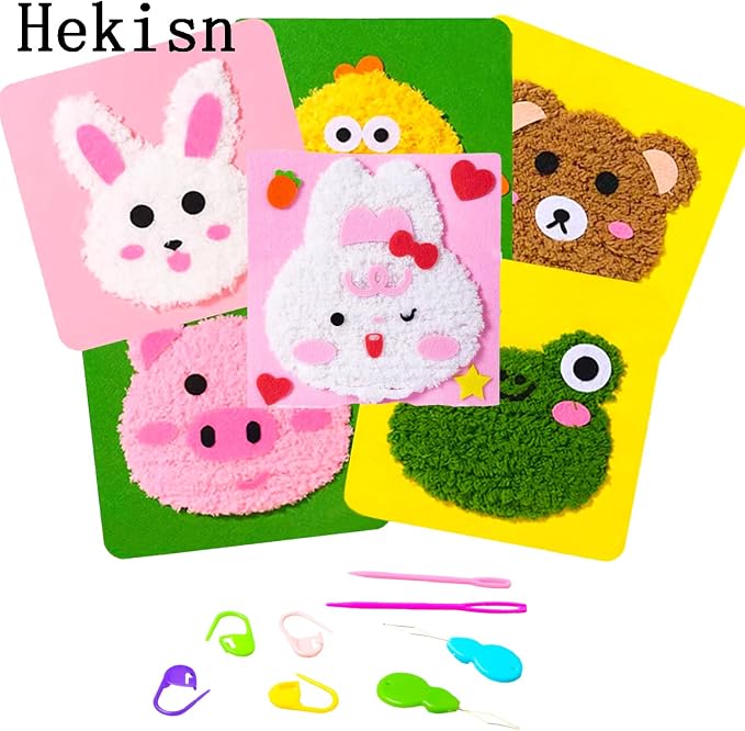 Hekisn 45Pcs Large Eye Blunt Yarn Needles kit, Assorted Sizes Bent Tapestry Darning Needle, Sewing Needles with Needle Threaders & Stitch Markers for Knitting Crochet (Purple&Green)