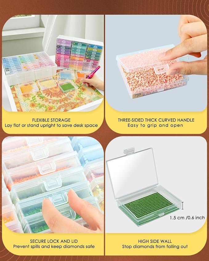 Diamond Art Trays with Lids, 30PCS Diamond Painting Storage, White | 30PCS Diamond Painting Trays with Lids ＆ Diamond Painting Storage, Diamond Painting Accessories for Diamond Art Beads, 1 Pack