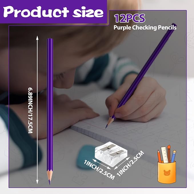 12 Pack Purple Colored Pencils for Kids, Pre-sharpened Art Pencils Back to School Supplies Set, Drawing Sketching Pencils for Students, Teachers, Classroom