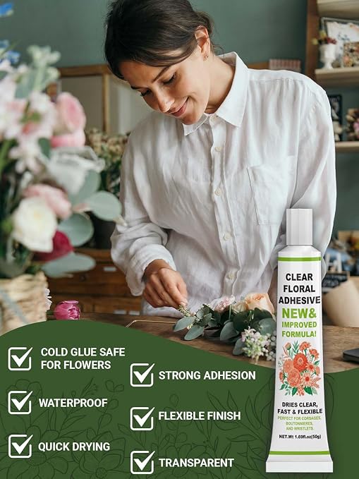 ALECPEA Floral Adhesive Glue, 50g for Fresh, Dried and Artificial Flowers