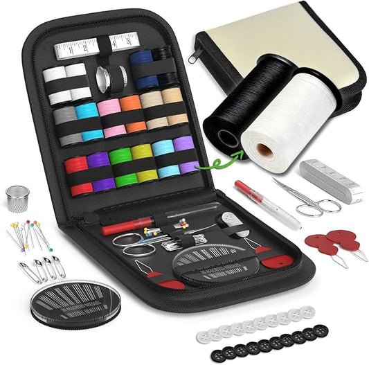 Sewing Kit Gifts for Grandma, Mom, Friend, Traveler, Adults, Beginner, Emergency,Sewing Supplies Accessories with Scissors,Sewing Needles Thimble, Thread,Tape Measure etc (Very Light Mocha Brown, S)