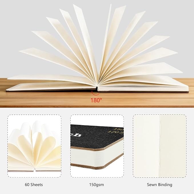 Hardcover Pocket Sketchbook, 3.5" x 5.4" Mini Small Travel Drawing Journal, 92lb/150gsm Heavyweight Paper, 120 Pages Blank Sketch Book for Adults Artists Mixed Media, Ideal Gift,Gravel Grey
