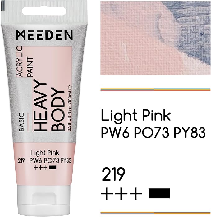 MEEDEN Acrylic Paint Light Pink: 100ml/3.38oz x 2 with Titanium White | Heavy Body Artist Acrylic Paint Set for Canvas, Wood & Craft, Non-toxic Creamy Art Paint with Titanium White for Mixing