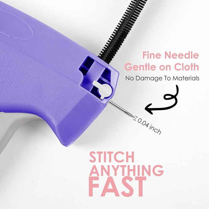 Stitch Gun for Clothes - Handheld Stitch Gun Quick Clothing Fixer - Mini Sewing Kit Micro Tagging Gun - Includes 6 Needle, 1000 Black Fasteners & 1000 White Fasteners